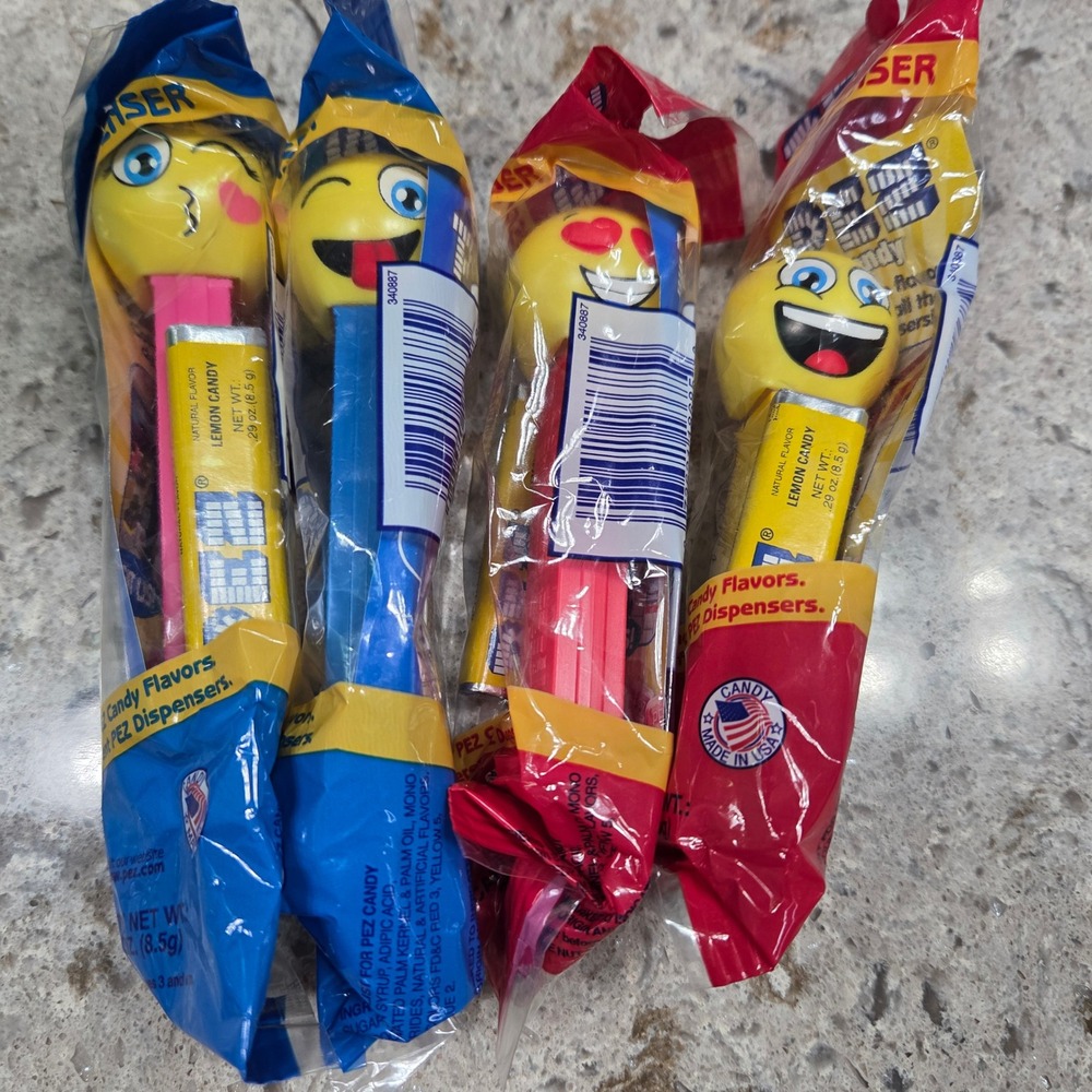 NEE SEALED PEZ Dispensers‎ Emoji Collection Set of 4 Lemon Candy New